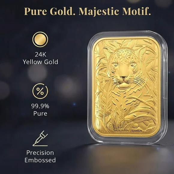 Gold Tiger Embossed Sheet 24K SOLID GOLD .. .999 - Picture 2 of 9